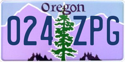 OR license plate 024ZPG