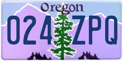 OR license plate 024ZPQ