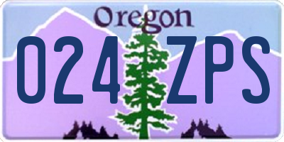 OR license plate 024ZPS