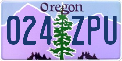 OR license plate 024ZPU