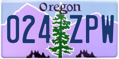OR license plate 024ZPW
