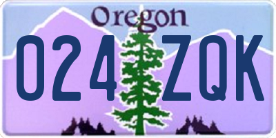 OR license plate 024ZQK