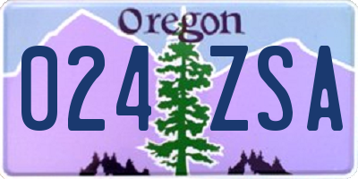 OR license plate 024ZSA