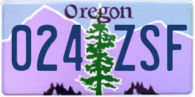 OR license plate 024ZSF