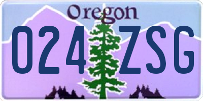 OR license plate 024ZSG