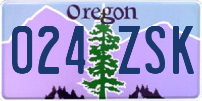 OR license plate 024ZSK