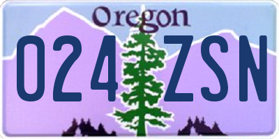 OR license plate 024ZSN
