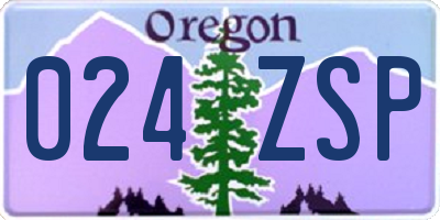 OR license plate 024ZSP