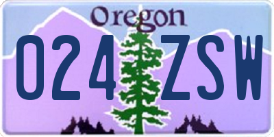 OR license plate 024ZSW