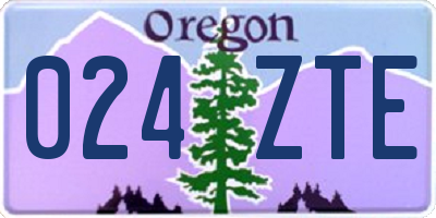 OR license plate 024ZTE