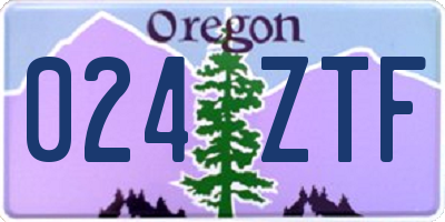 OR license plate 024ZTF