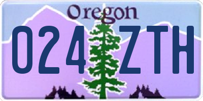 OR license plate 024ZTH