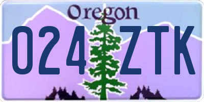 OR license plate 024ZTK