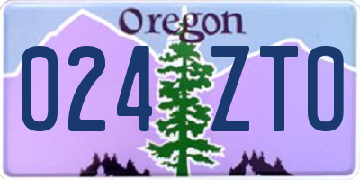 OR license plate 024ZTO
