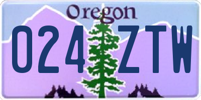 OR license plate 024ZTW