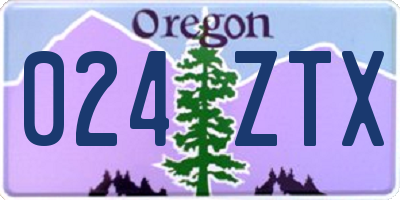 OR license plate 024ZTX