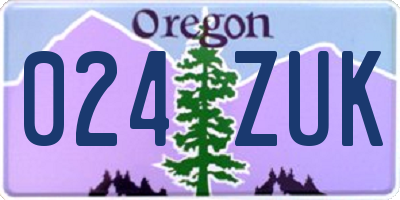 OR license plate 024ZUK