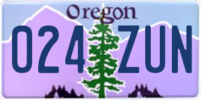 OR license plate 024ZUN