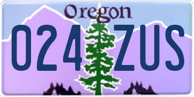 OR license plate 024ZUS