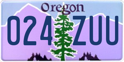 OR license plate 024ZUU