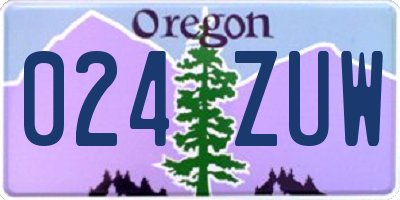 OR license plate 024ZUW