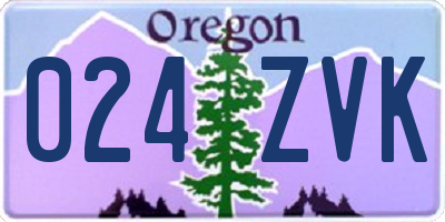 OR license plate 024ZVK