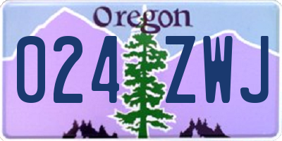 OR license plate 024ZWJ