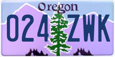 OR license plate 024ZWK
