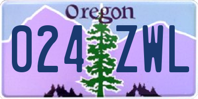 OR license plate 024ZWL