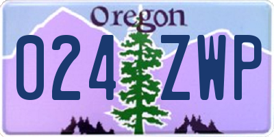 OR license plate 024ZWP