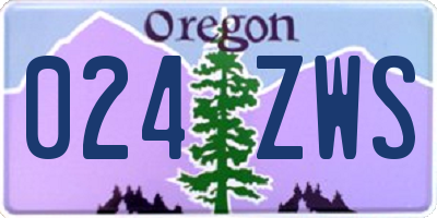 OR license plate 024ZWS