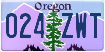 OR license plate 024ZWT