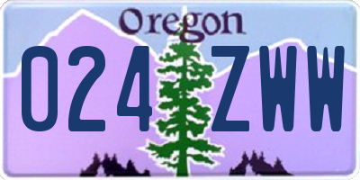 OR license plate 024ZWW