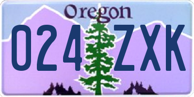 OR license plate 024ZXK