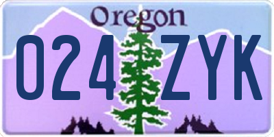 OR license plate 024ZYK