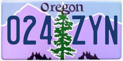 OR license plate 024ZYN