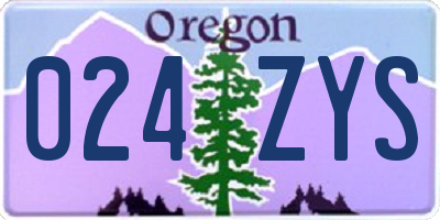 OR license plate 024ZYS