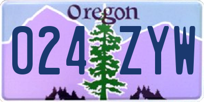 OR license plate 024ZYW