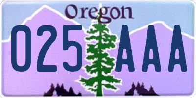 OR license plate 025AAA