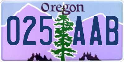 OR license plate 025AAB