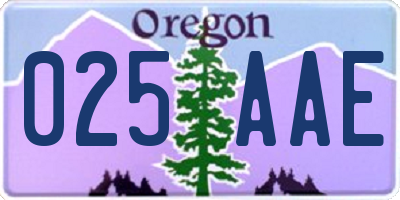 OR license plate 025AAE