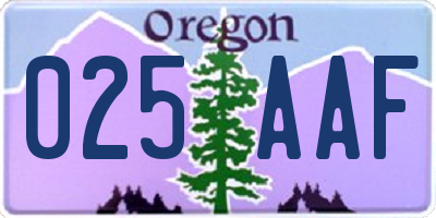 OR license plate 025AAF