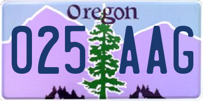 OR license plate 025AAG