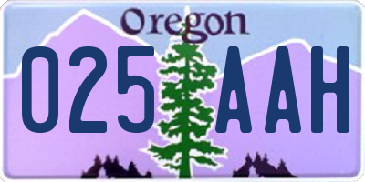 OR license plate 025AAH