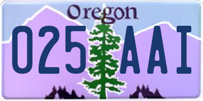 OR license plate 025AAI