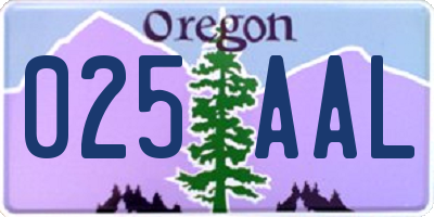 OR license plate 025AAL