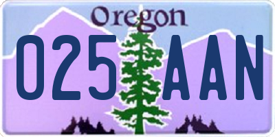 OR license plate 025AAN