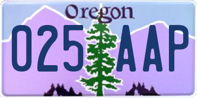 OR license plate 025AAP