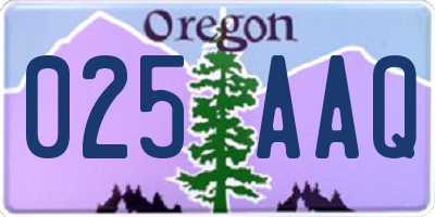 OR license plate 025AAQ