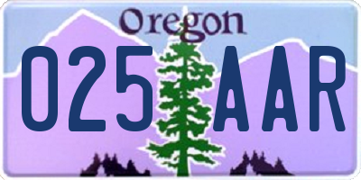 OR license plate 025AAR